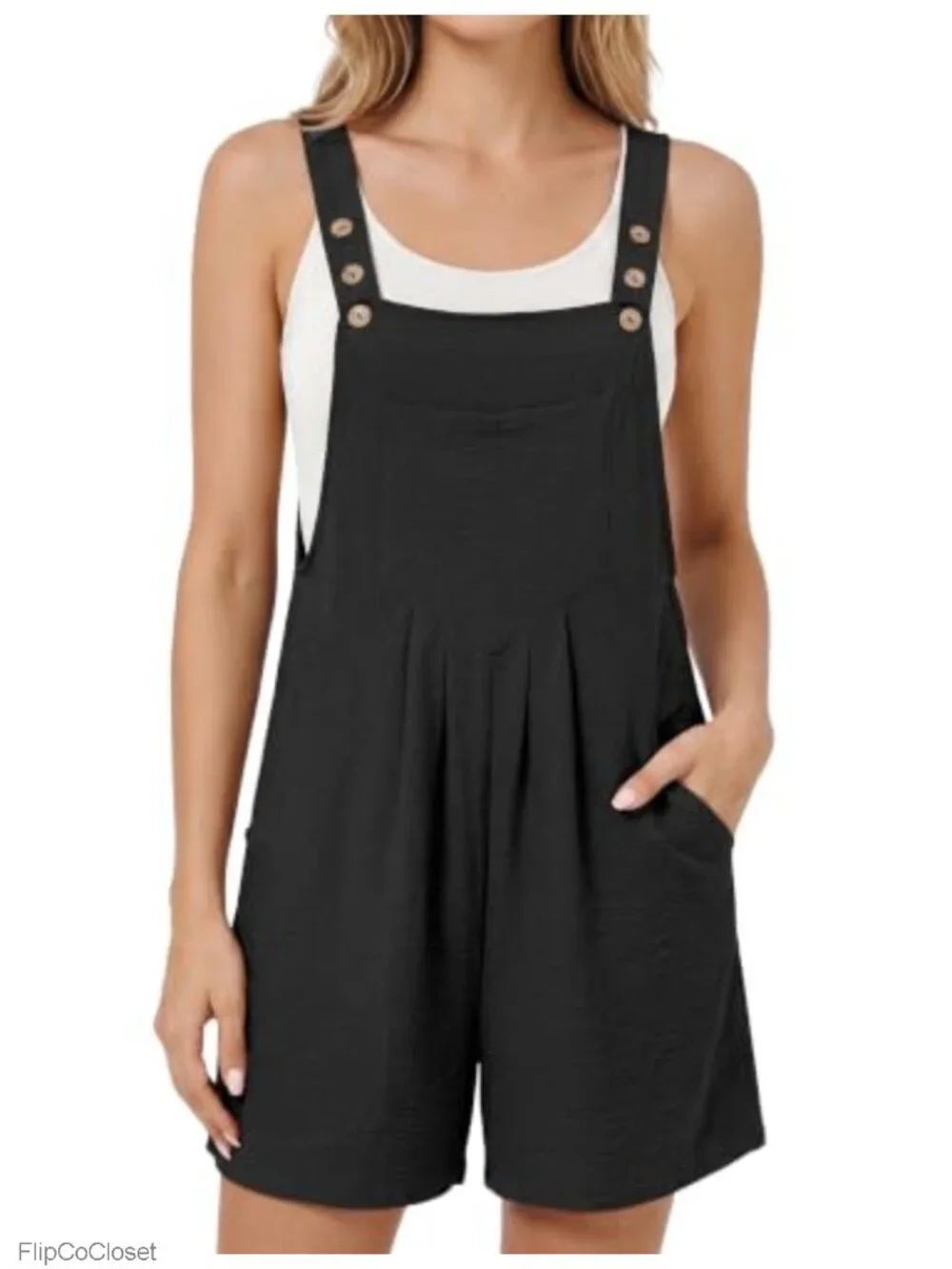 Women's Sleeveless Jumpsuit Romper with Pockets Adjustable Straps Summer Casual
